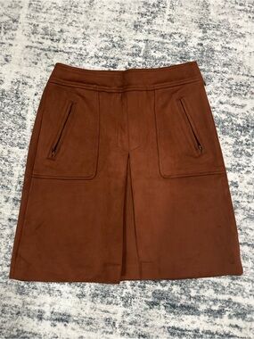 LOFT Rust Brown Suede-Style Midi Skirt